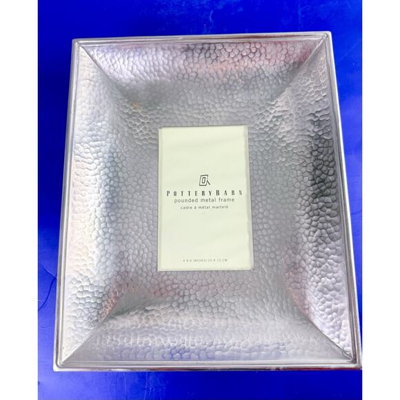 Retired Pottery Barn Frame Picture Silver Pounded Metal Hammered Rustic 12” - Picture 1 of 10